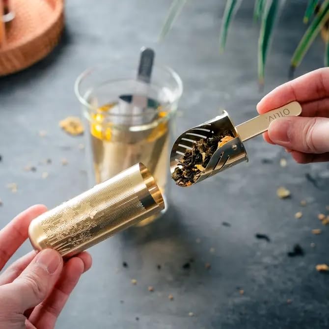 01liv tea infuser spoon lid doubles as a scoop for precise measurements