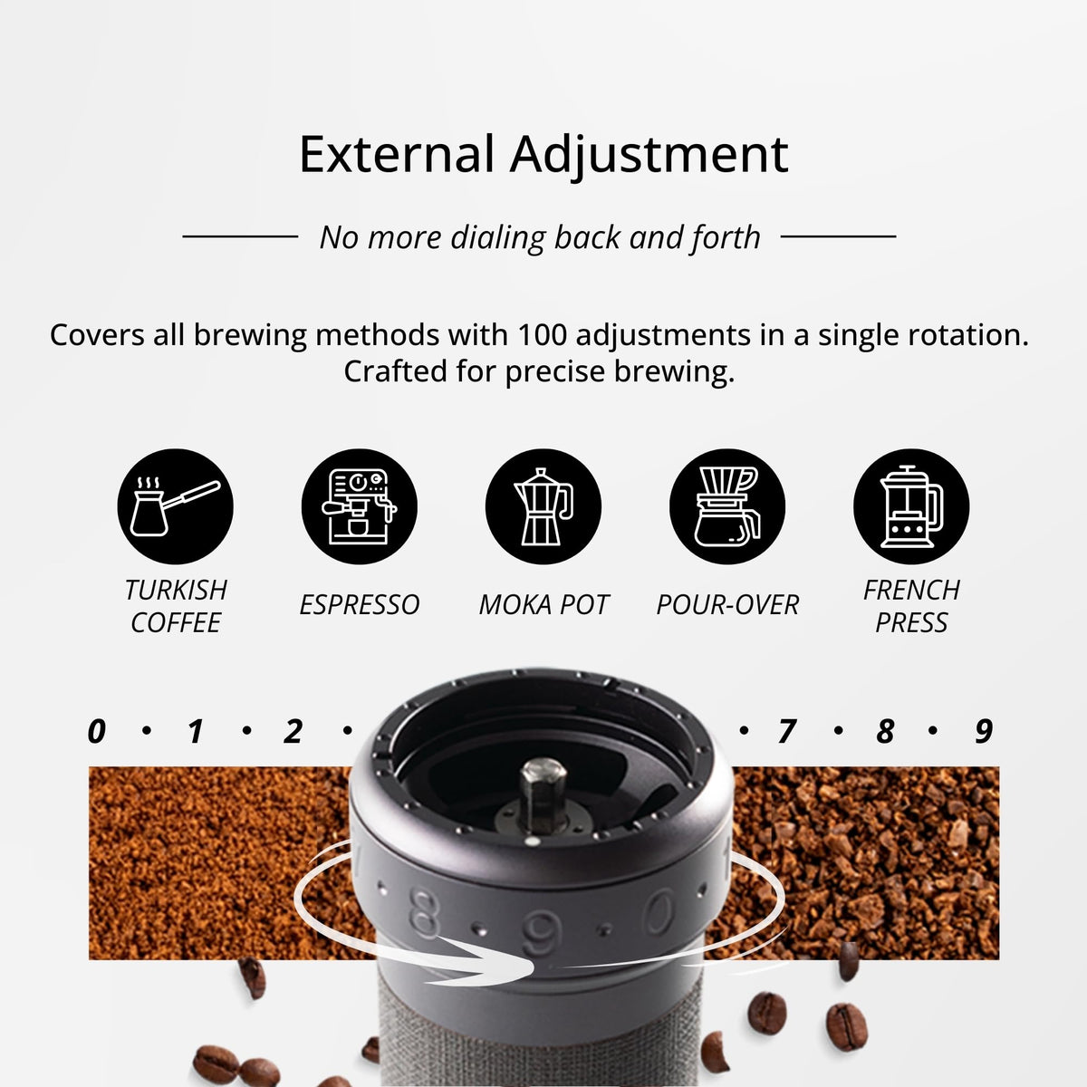 1Zpresso K-Ultra magnetic catch cup attached for faster, mess-free workflow.