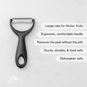 A Bar Above Gold Citrus Peeler showing ergonomic, comfortable grip.