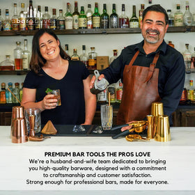 A Bar Above Gold Citrus Peeler beside other bar tools for a professional setup.