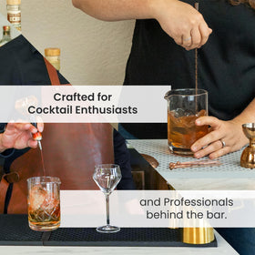 A Bar Above lead-free crystal stirring pitcher emphasizes durability and clarity