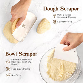 ABIOTO steel scraper for clean surfaces and dough residue removal.