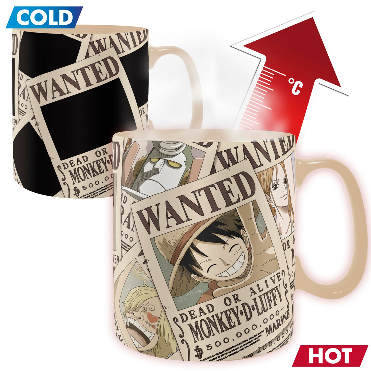 ABYstyle heat-change mug reveals One Piece artwork after pouring hot liquid