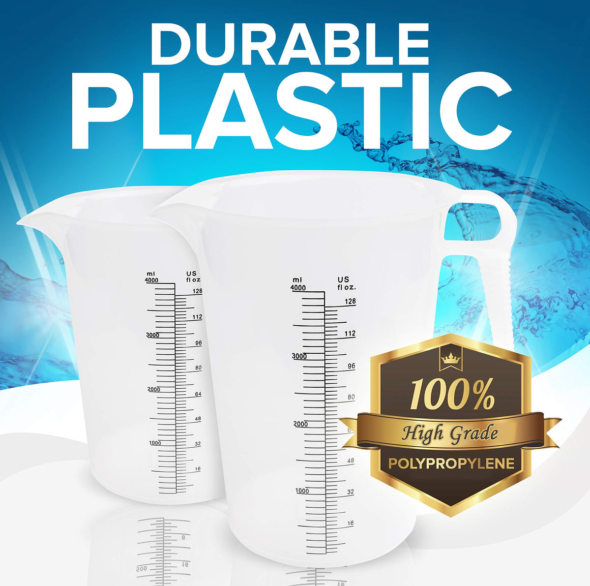 ACCUPOUR debossed graduations ensure accurate oz and metric readings.