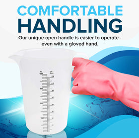 ACCUPOUR debossed markings resist fading for long-term readability.