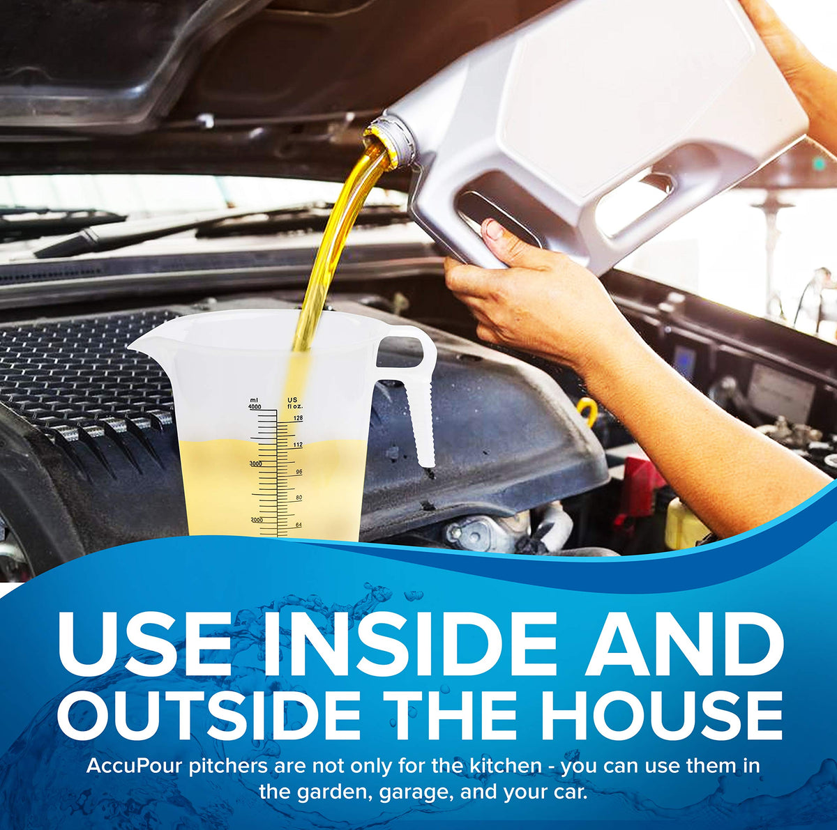 ACCUPOUR ideal for pool chemicals, lawn care, oils, and more.