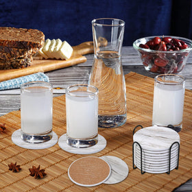 Acejoz absorbent ceramic coasters quickly wick moisture from cups.