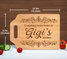 AceThrills Gigi bamboo cutting board engraving features a smooth surface for precise chopping and chic serving.