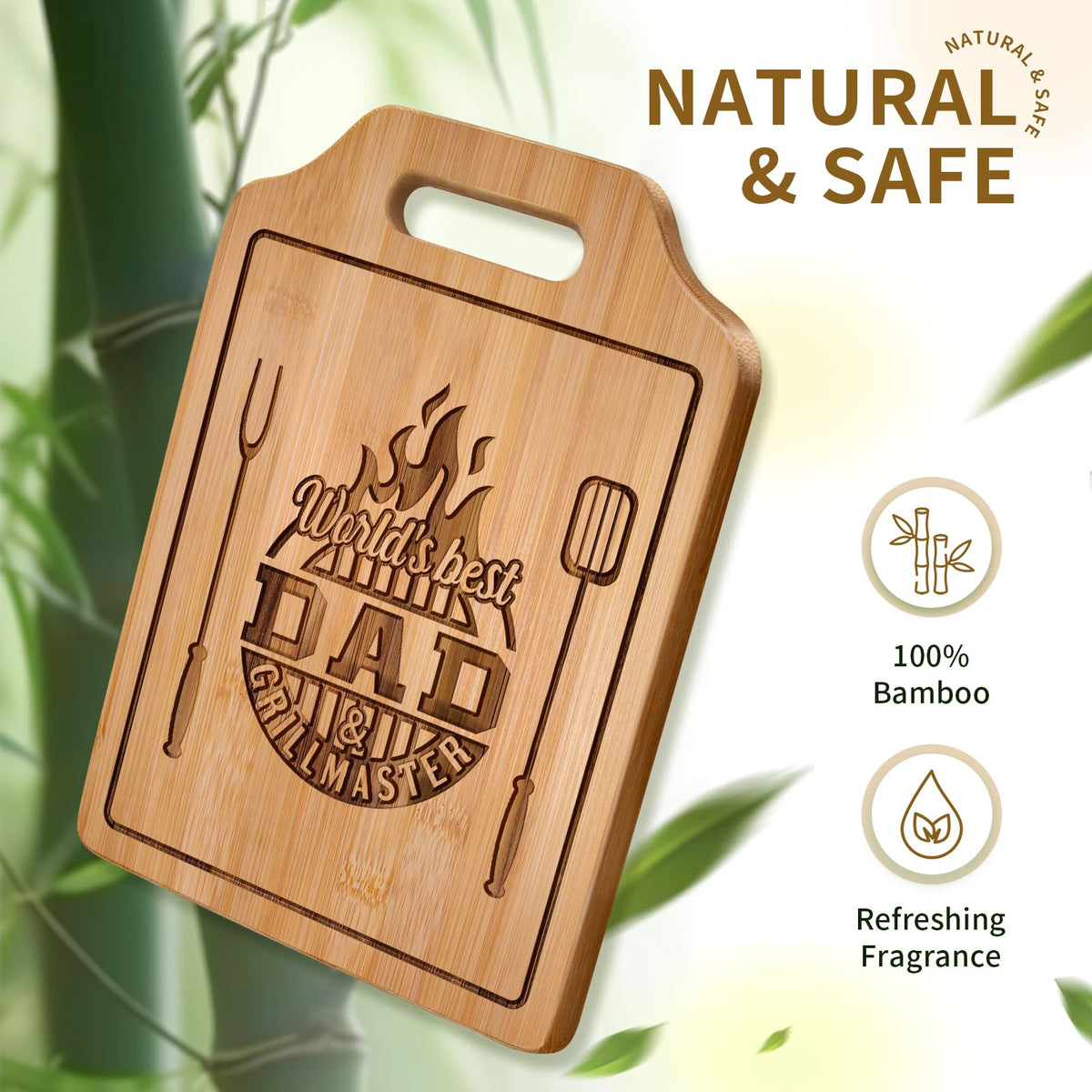 AceThrills bamboo board serves as stylish kitchen decor and practical serving board.