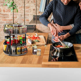 Across-Star spice rack 2-tier design with steady 360° spin