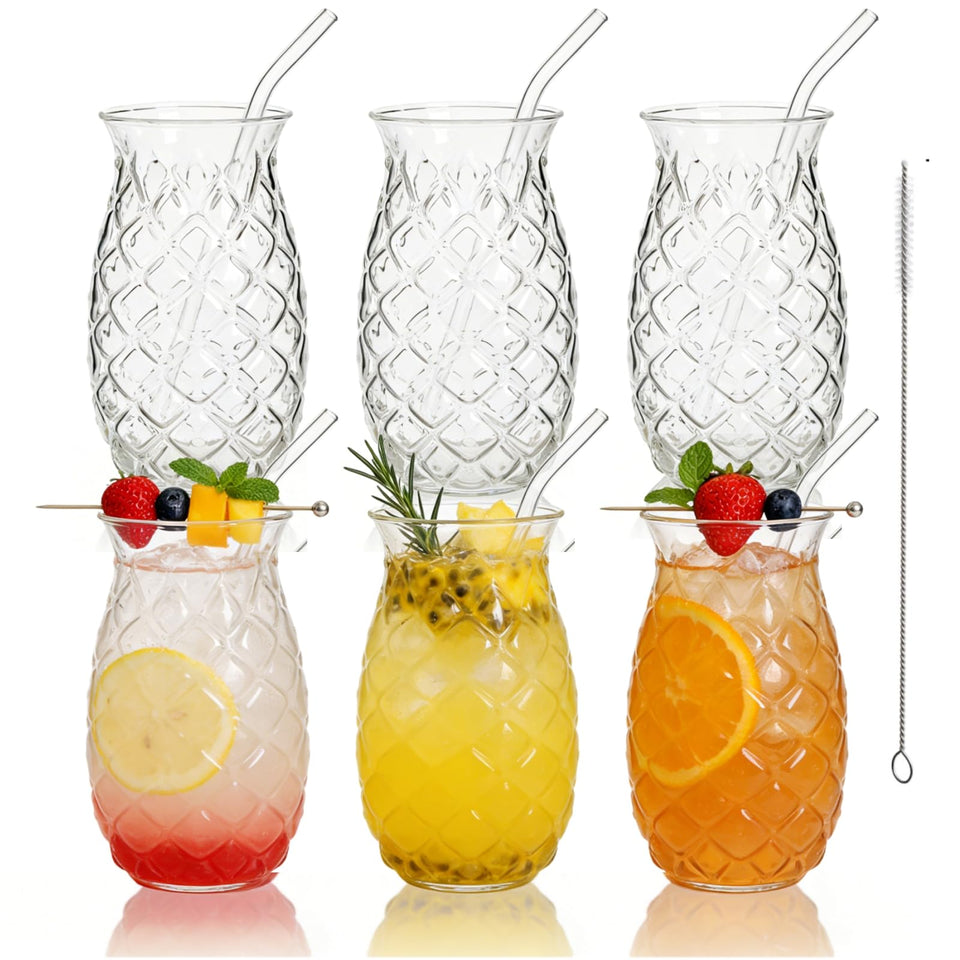 Acshio pineapple glasses 6-pack showcasing a tropical motif for stylish entertaining