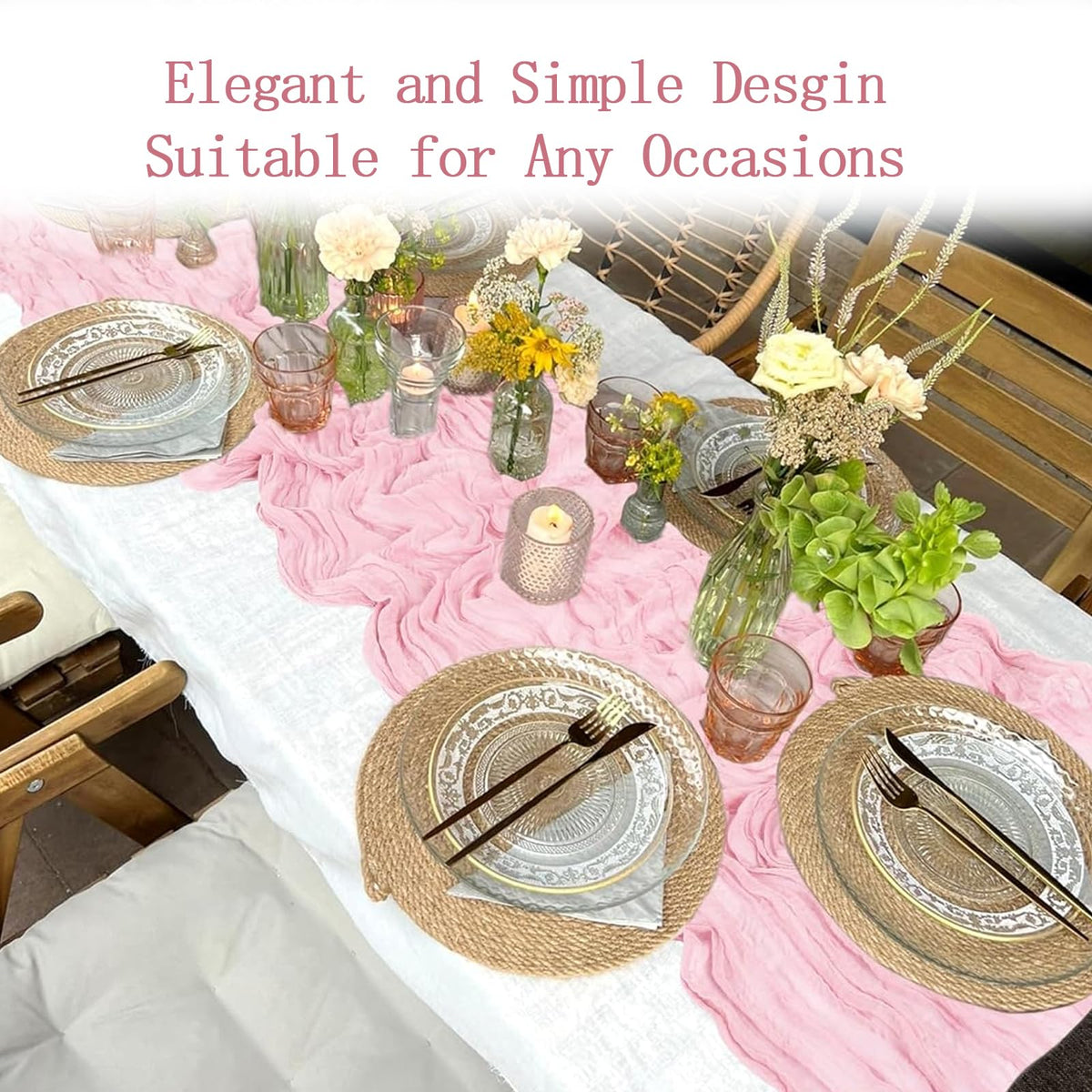 ACSUIT wedding decor setup with this runner creates a romantic, airy mood.