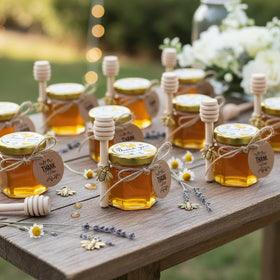 Adabocute honey jar sticker lids personalize baby shower favors