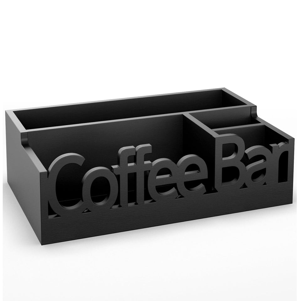 ADDFIT HOUSE Coffee Bar Organizer showing pods neatly organized in wooden caddy