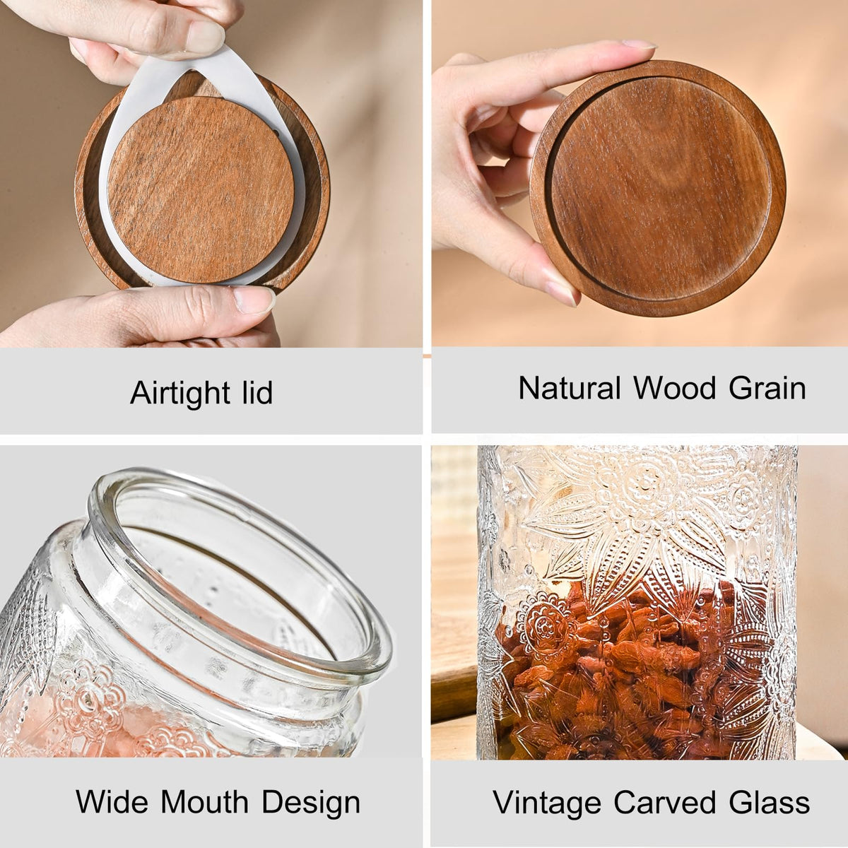 Adodeen airtight glass jar keeps tea, sugar, or spices fresh longer