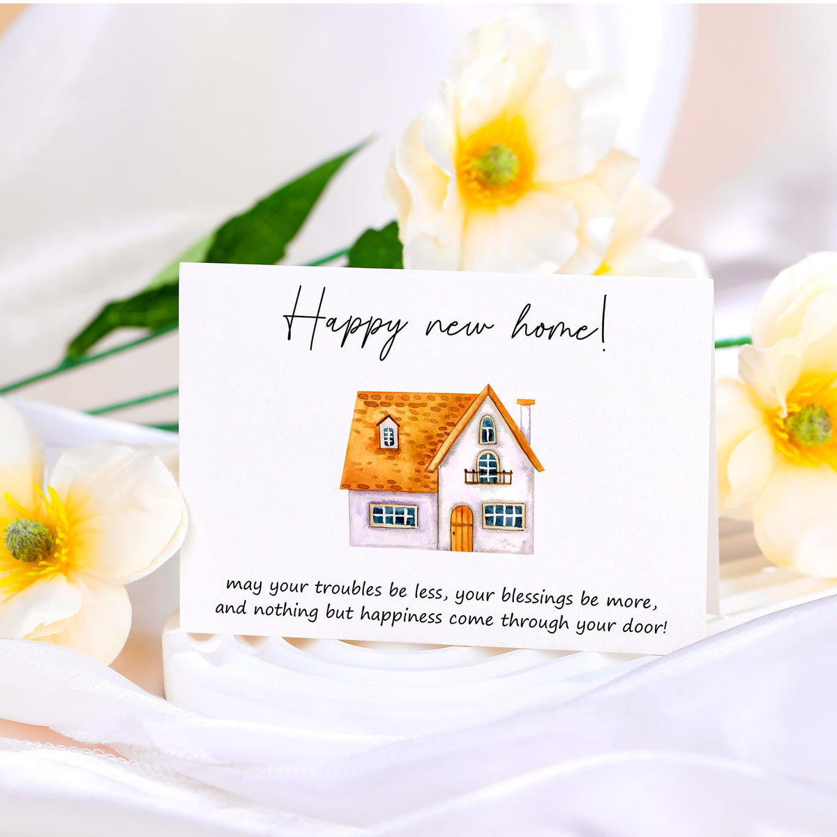 Adwaita housewarming card with a thoughtful note for new neighbors and homeowners