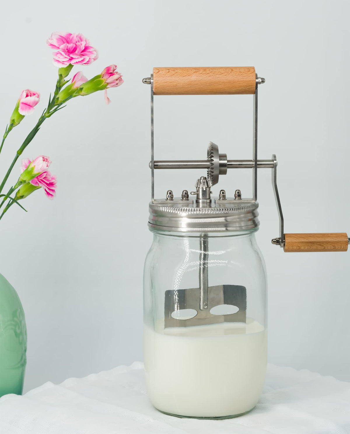 Aeaker portable off-grid butter making ideal for camping or cabins.