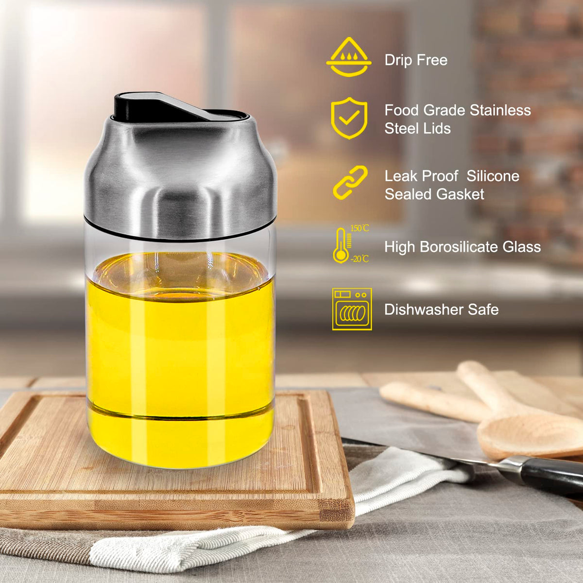 Aelga auto flip cap dispenser enabling spill-free pouring.