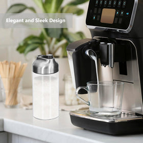Aelga dispenser highlights a stainless steel lid and glass body for durability and style.