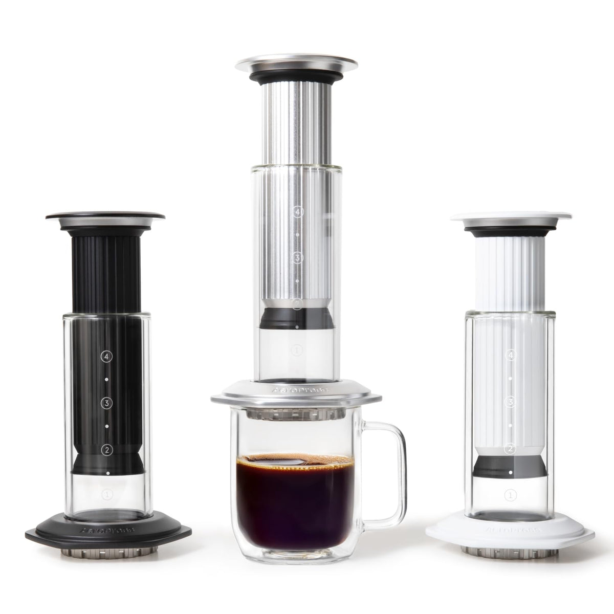 AeroPress Premium brew scene shows fast two minute coffee with reduced bitterness
