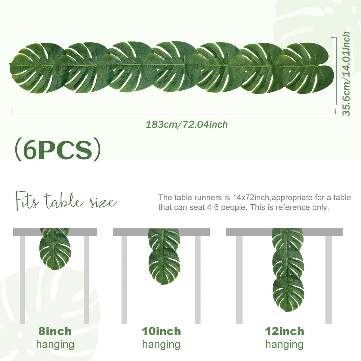 AerWo tropical leaf table decor for luau parties and jungle themes.