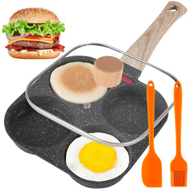 AHFLRITO 4-Cup Egg Pan with Lid for faster breakfast prep.