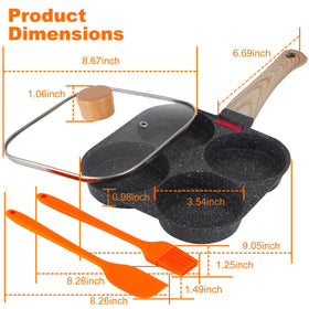 AHFLRITO egg pan four-hole design cooks multiple eggs evenly.