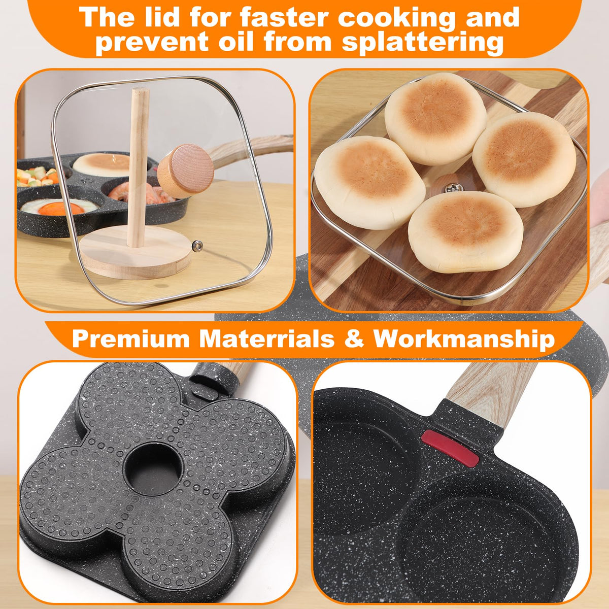 AHFLRITO nonstick marble coating cleans easily after cooking.