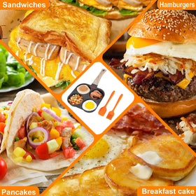 AHFLRITO serving eggs and pancakes on a versatile pan.