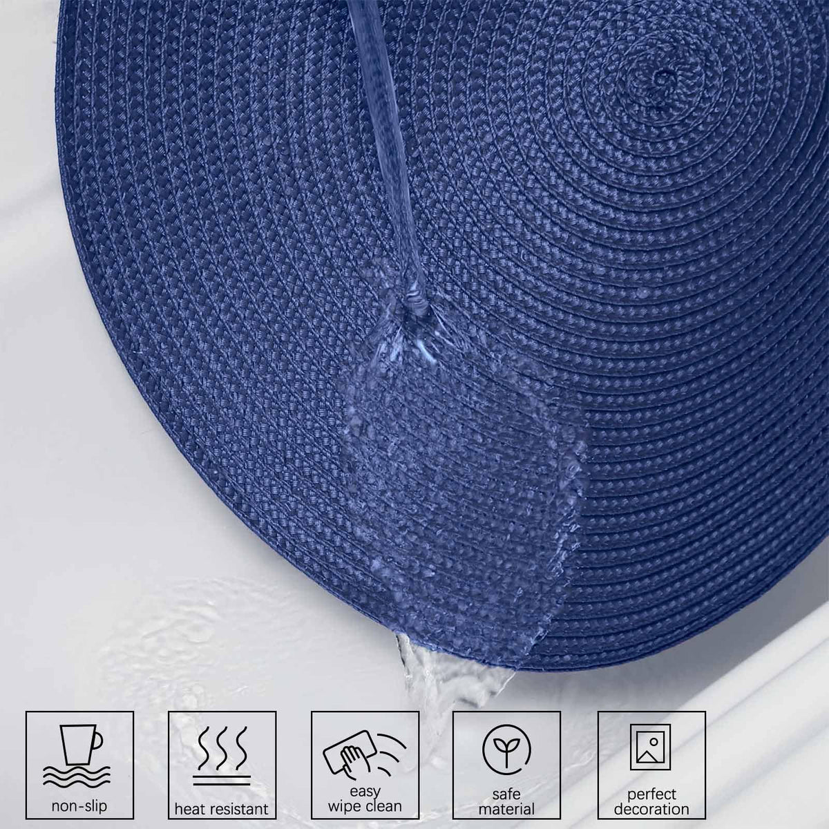 AHHFSMEI navy round placemats suitable for indoor and outdoor use