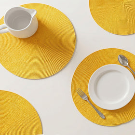 AHHFSMEI set of six mats roll flat for easy storage.