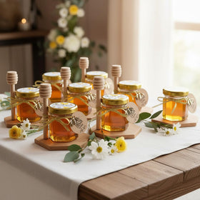 Ahhute mini jar with bee charms for bee-themed decor.
