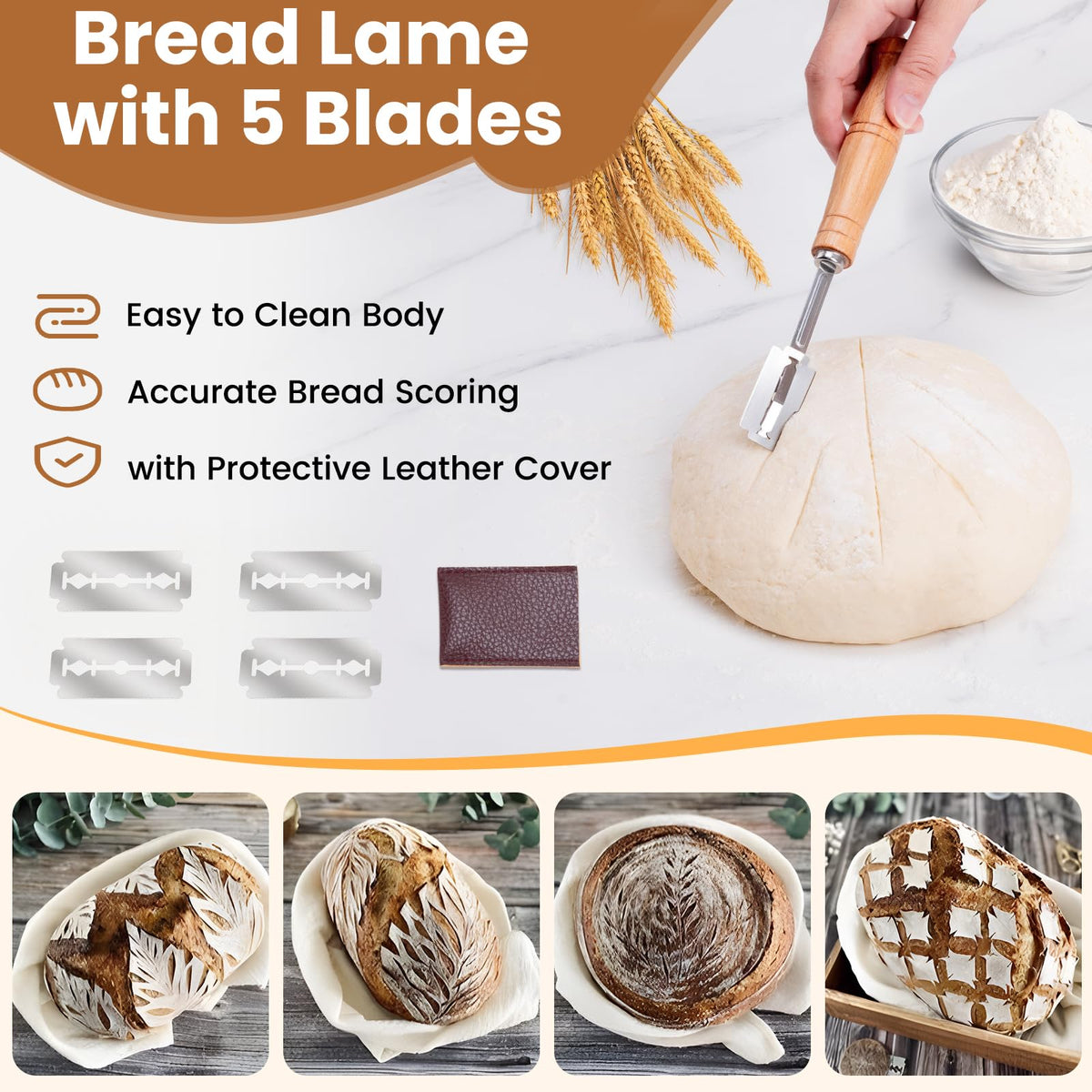 AHUAWA bread lame for precise scoring on dough.