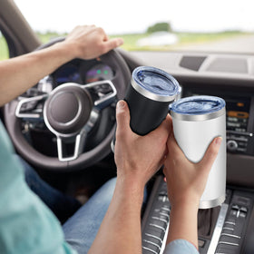 AIANJI white tumbler double-wall vacuum insulation keeps drinks hot or cold.