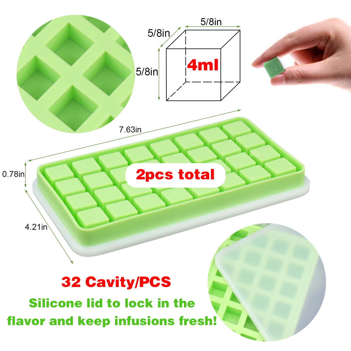 AIERSA silicone mold lids sealing infusions for freshness.