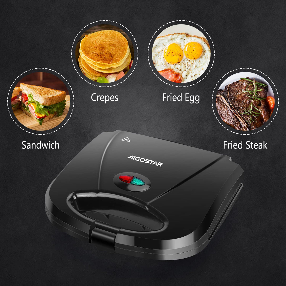 Aigostar shows cheese melting on the sandwich maker for gooey fillings