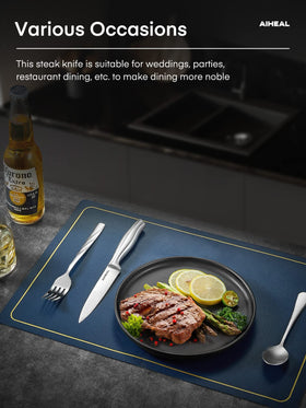 Ergonomic handle on Aiheal steak knife offers comfortable grip during use.