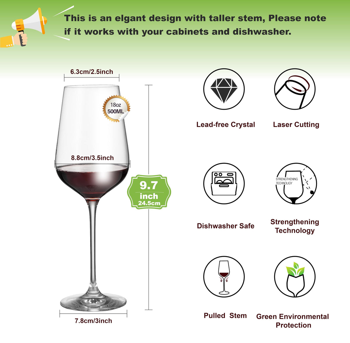 AILTEC 6-pack wine glasses ideal gift for weddings and celebrations.