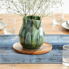 AILUER Blue Grey Table Runner fits most dining tables for 4–6 guests