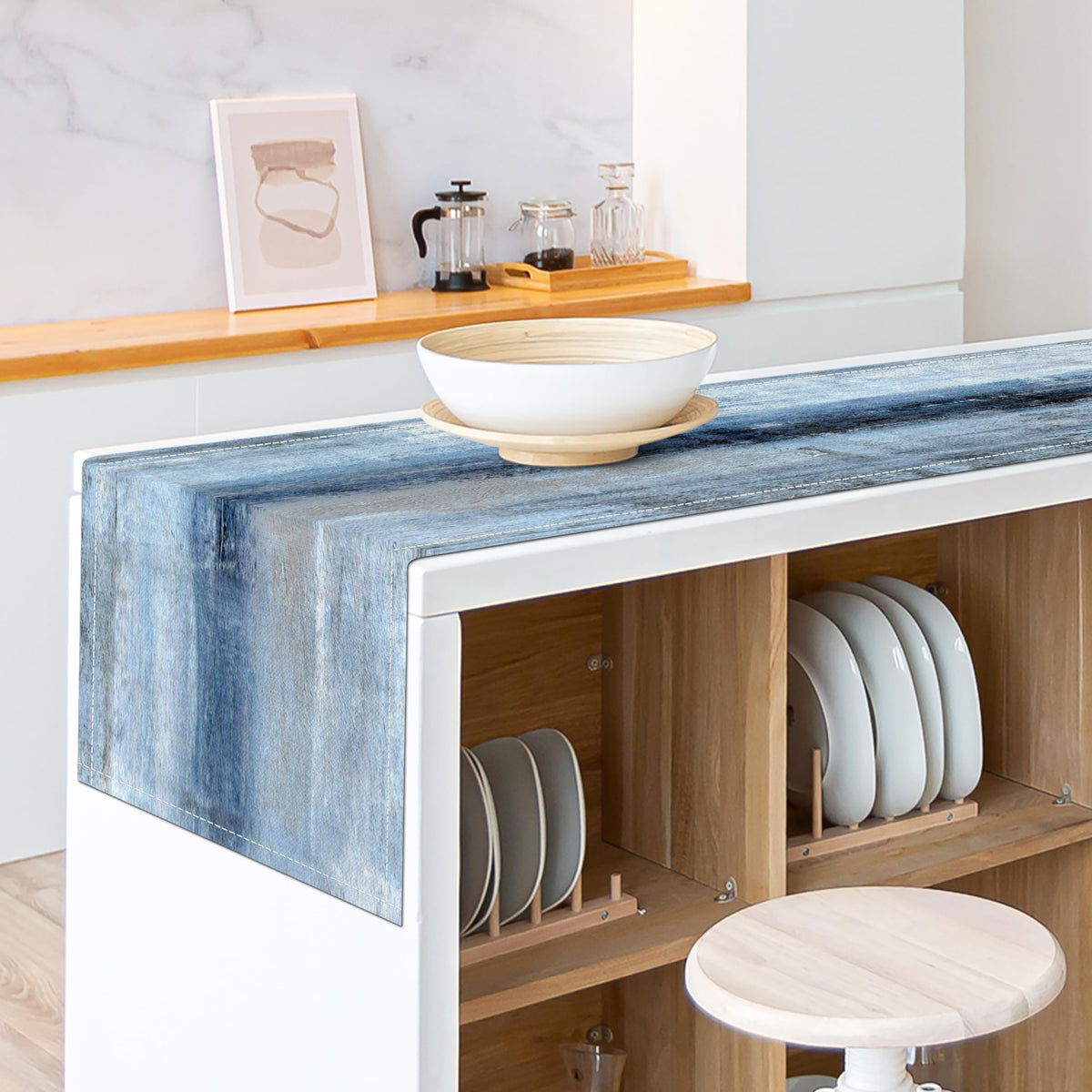 AILUER blue grey runner adds daily elegance to entryways, coffee tables, and dining setups