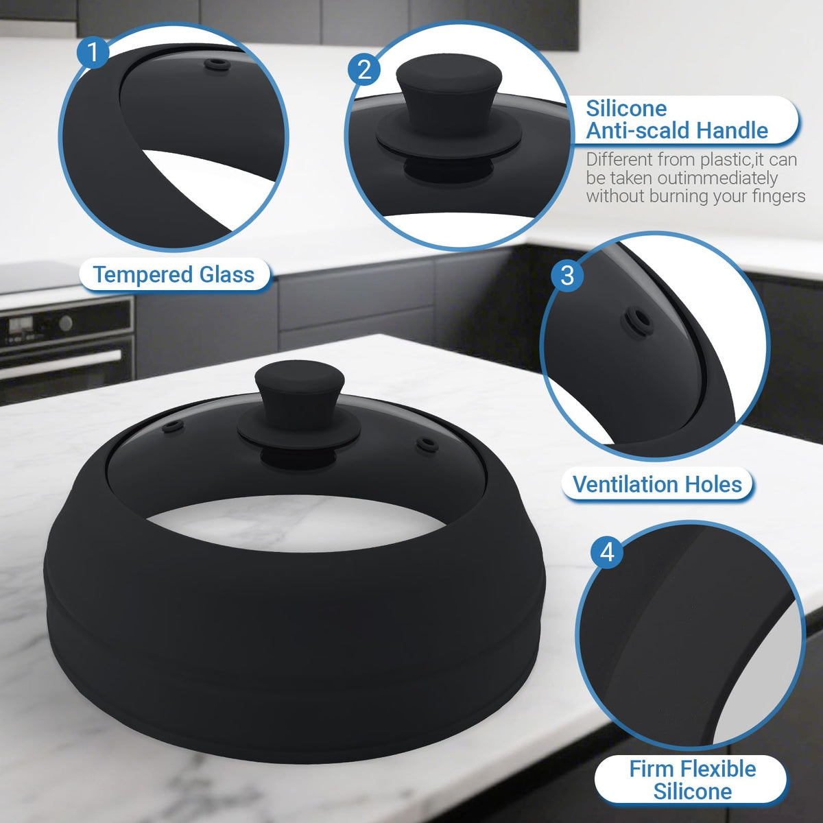 Aimatifi tempered glass cover with clear view during heating.