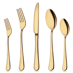 Aisoso Gold Silverware Set knife detail for elegant dining and easy grip.