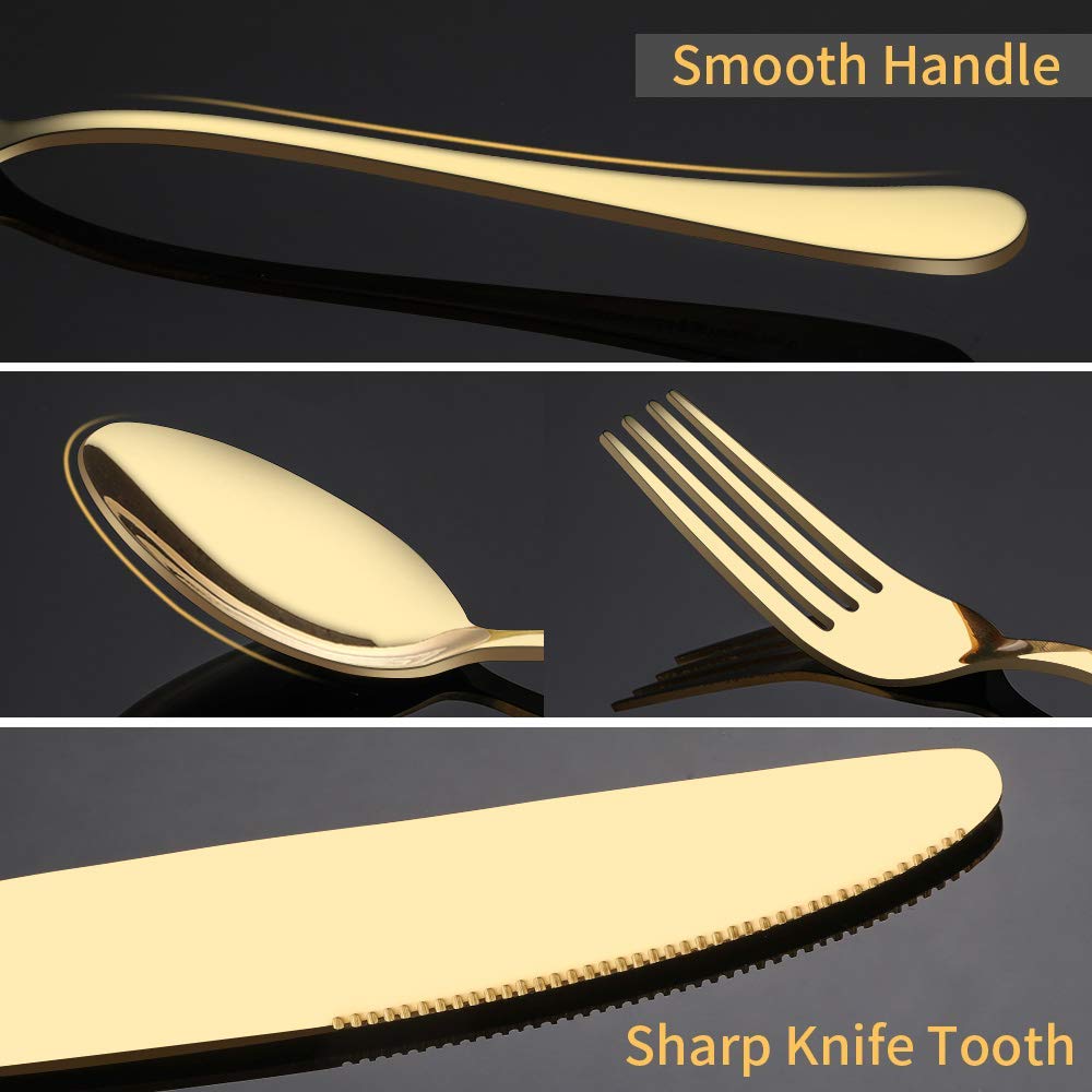 Aisoso Gold Silverware Set tea spoon with smooth handle comfort.