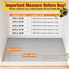 Aisslro under-sink mat waterproof surface view; blocks spills from reaching cabinet base.