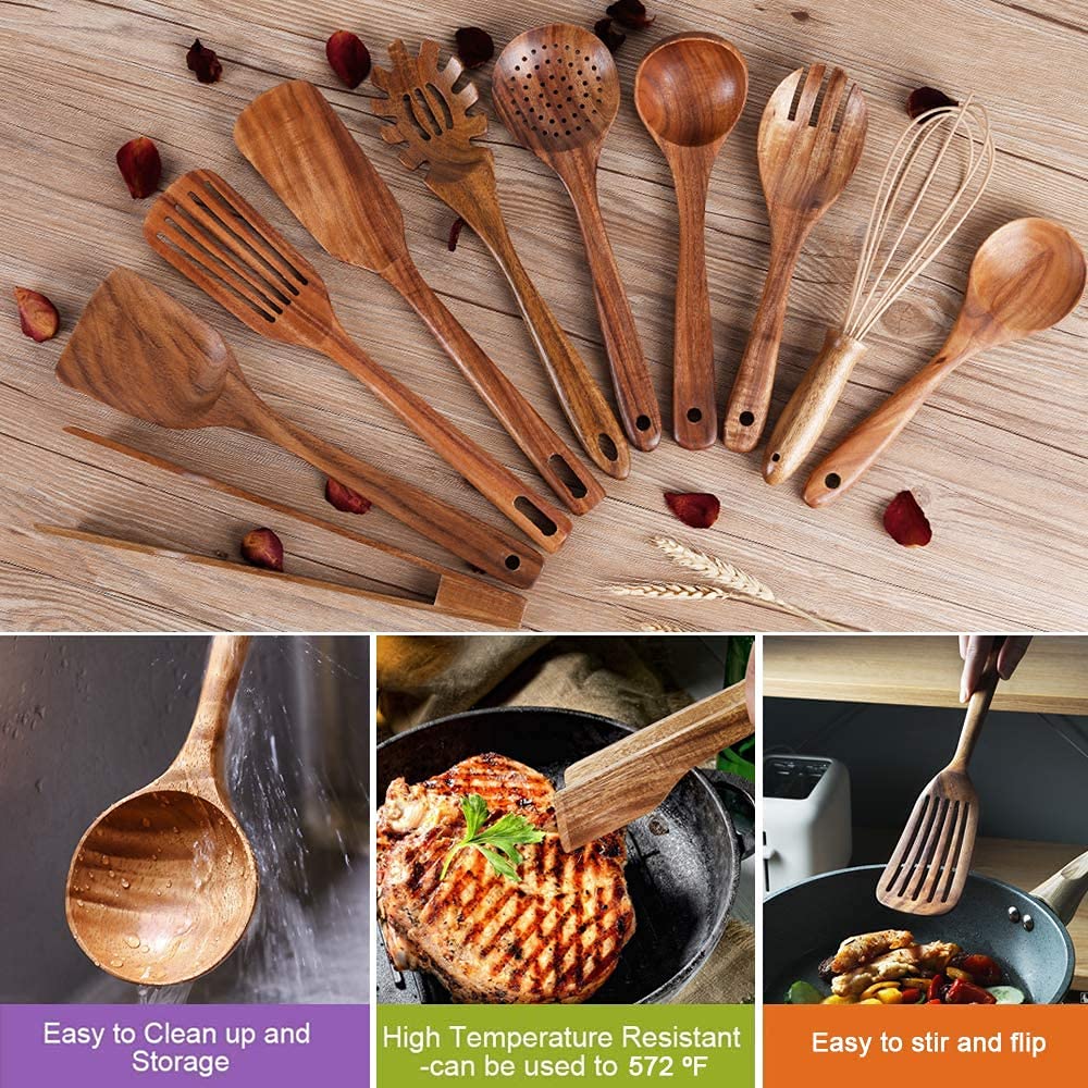 AIUHI teak wood soup ladle with comfortable handle for soup service