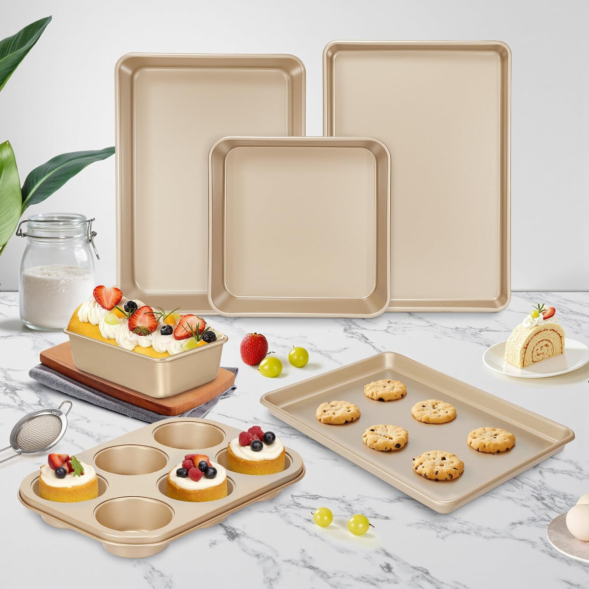 AIVIKI stackable nesting design saves space and keeps bakeware organized