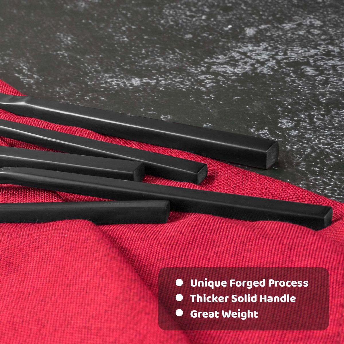 Alata Cube 45-piece flatware set with dinner spoons for graceful table settings.