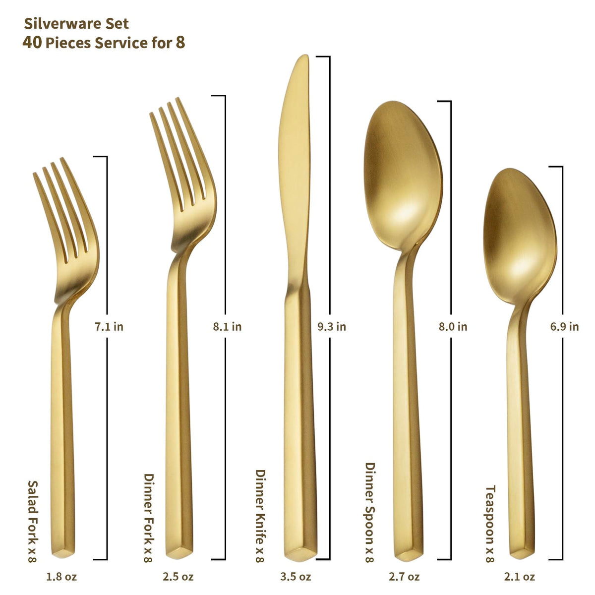 Alata Cube Matte Gold salad fork adds elegance to salads
