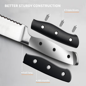 Alata premium hardened stainless steel steak knives stay sharp longer.