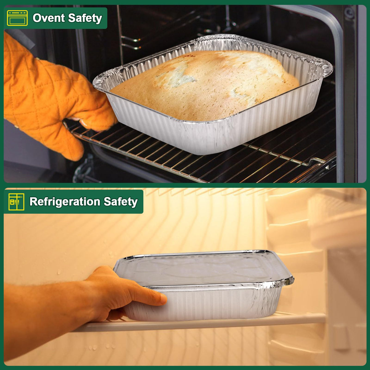 Alfolic foil pan with even heat distribution for consistent results.
